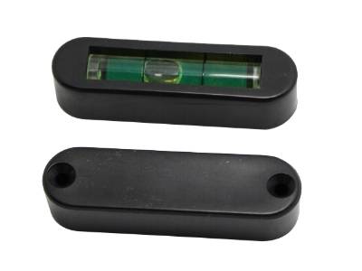 Cylindrical bubble level vial with bottom hole